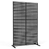 FENCY Metal Privacy Screen with Stand 72H44W Outdoor Freestanding Privacy Screen Panels Outdoor Privacy Screen for Deck Patio BalconyBlack Louvered