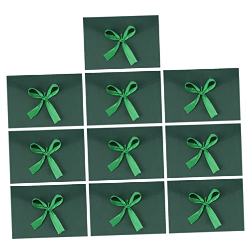 Cemaystic リボン付き封筒 10枚セット ? エレガントなデザインで結婚式や誕生日パーティーの招待状に最適 (緑)