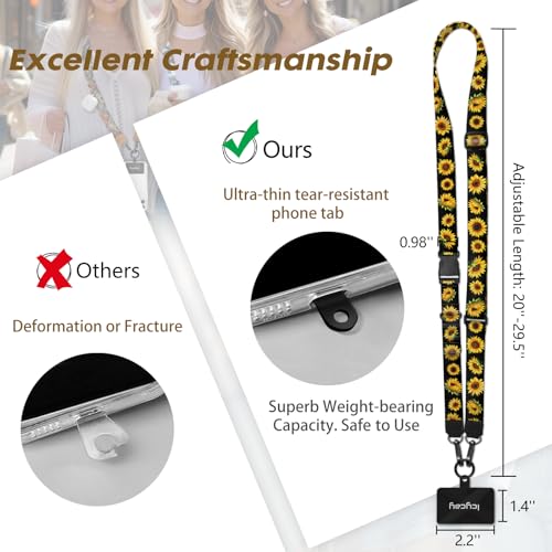 Image of Icycay Phone Lanyard Crossbody Strap Neck Adjustable Teacher Women Flowers | for Cell Phone Case Keys ID Badges, Anti Theft, Multifuctional, Cute Phone Holder, Travel Hiking Essential Accessories, Gifts