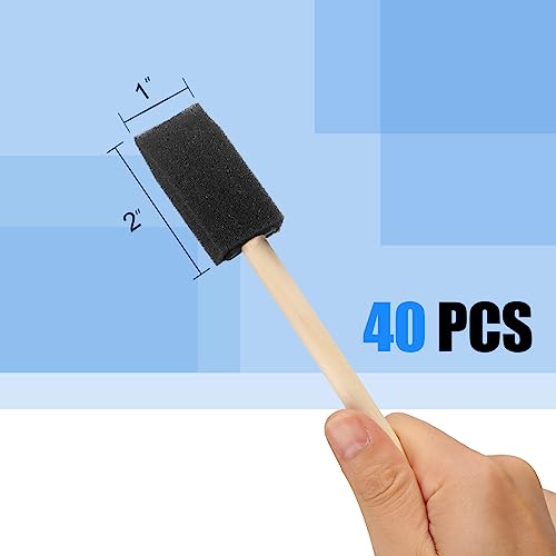 image for vivinin 40 Pcs Foam Brush,1” Foam Paint Brushes, Wood Handle Sponge 