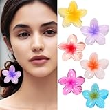 6 Pezzi Mollettone Fiore - Mollette Fiori per Capelli Antiscivolo in Plastica, Fermagli-Capelli Donna Grandi 8CM, Accessori per Capelli Fini/Spessi/Ricci, Pinze Fiorate Esstive Multicolore - Silttble