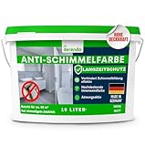derendo Anti Schimmelfarbe 2.0 für feuchte Räume Badezimmer Schlafzimmer Wandfarbe innen weiß mit sehr hohe Deckkraft Langzeitschutz Schimmelschutz (10 Liter)