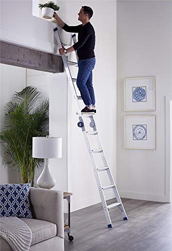 COSCO 2-in-1 Step and Extension Ladder, Tall Reach, Aluminum