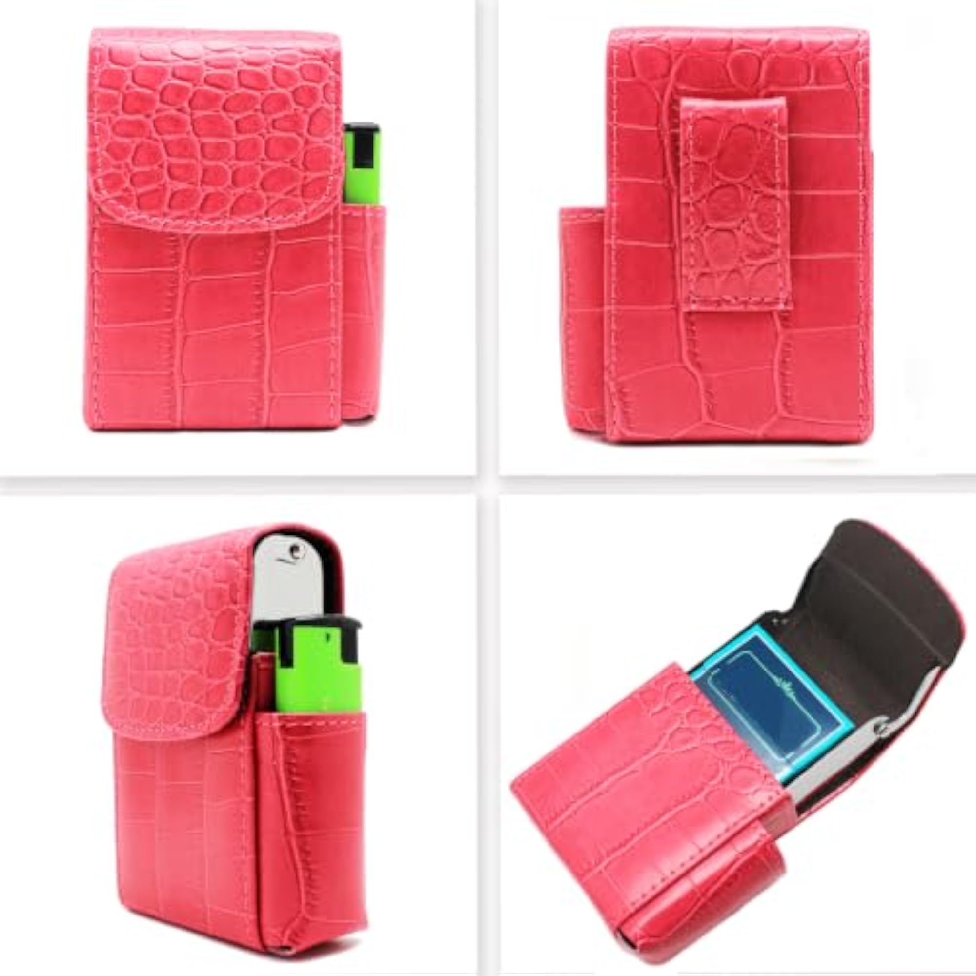 PU Leather Cigarette Case with Lighter Holder