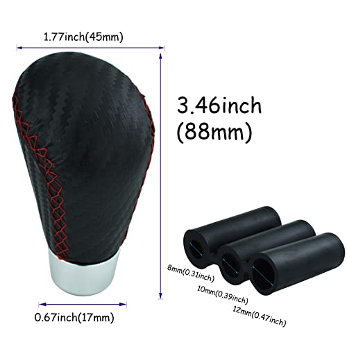 Temzzer Car Gear Shifter Knob Leather Shift Lever Handle For Most Manual Automatic Vehicles (Red Stitches) #TOP3