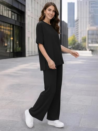 Image of TYSORT Women Casual Summer co ords Set Track Suit Oversized Top Baggy Pant,Top and Pajama Set