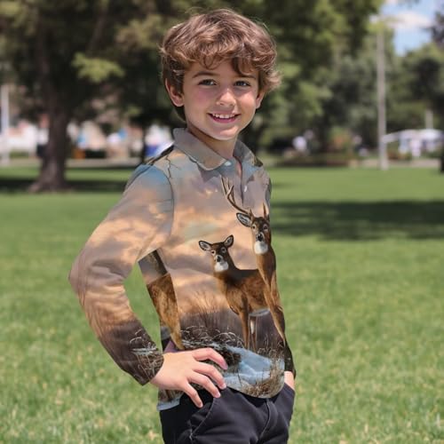 WELLFLYHOM Boys Long Sleeve Tee Tops 3-16T Graphic Collared School Uniform Novelty Golf Shirts Comfy Workout Activewear4