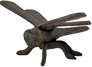 Generic Primitive Vintage Style Cast Iron Small 4.25 Inch Dragonfly Figurine Paperweight, Brown