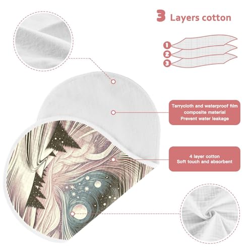 Muslin Baby Burp Cloths Set of 4, Soft Absorbent Moon and Stars Cotton Burping Cloth, Milk Spit Up Rags for Newborn Unisex, 22 x 11 Inch4