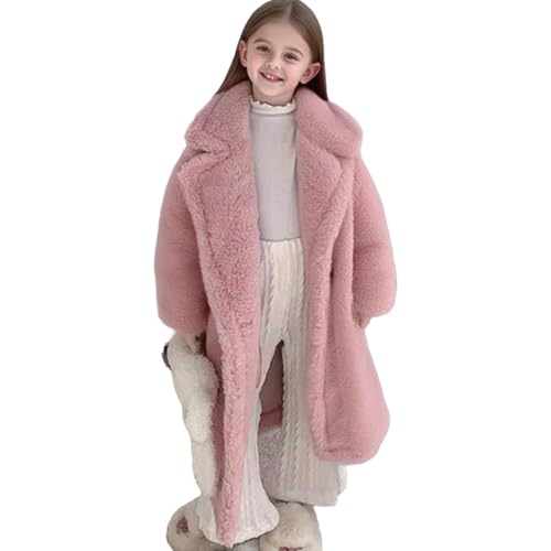 Girls Fashion Long Fleece Coat Casual Loose Thickend Sherpa Jacket Faux Fur Lapel Jackets 2025 Trendy Clothes