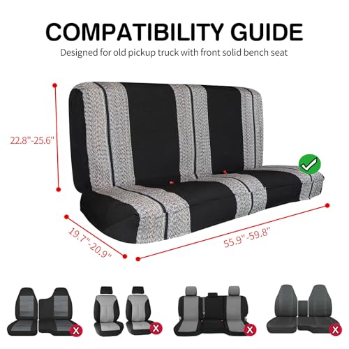 Image of Leader Accessories Saddle Blanket Full Size Truck Bench Seat Cover,Black | Solid Bench Seat Cover for Pickup SUVs, Heavy-Duty Woven Fabric Protect Dirt, Stains, Universal Fits Ford, Chevrolet, Dodge