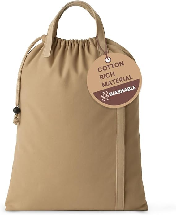 LFH Home Large Premium Cotton Rich Canvas Laundry Bag with Drawstring and Handles Heavy Duty, Multi-Use, and Washable for Home, Travel, College or Storage 24x36 (Pack of 6)-Beige