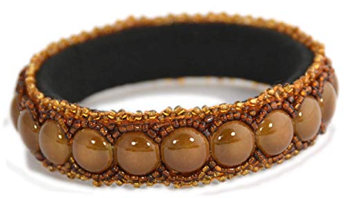 Bracelet porcelaine caramel en billes de verre pour illuminer vos tenues d'été