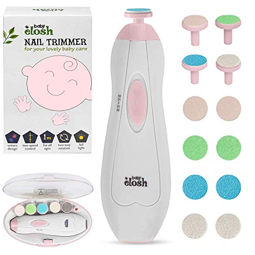 Baby Nail Trimmer File Electric - [Upgraded] Safe Nail Clippers with 12 Units Gift for Newborn Toddler Kids or Women Toes and Fingernails, Care, Polish and Trim, AA Battery Operated (Not Include)