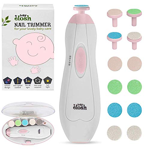 Baby Nail Trimmer File Electric - [2020 UPGRADED] Safe Nail Clippers with 12 Units GIFT for Newborn Toddler Kids or Women Toes and Fingernails, Care, Polish and Trim, AA Battery Operated (Not Include)