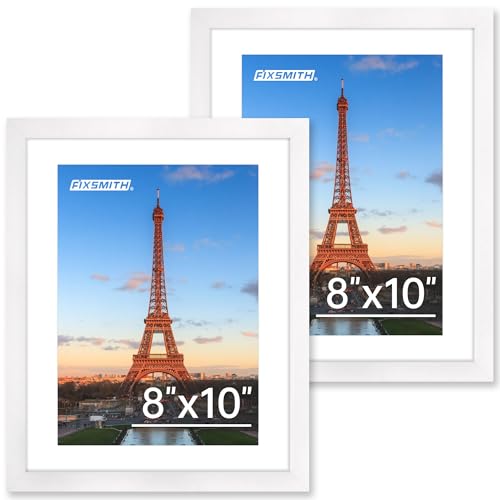 FIXSMITH 8x10 Picture Frame Set of 2, Photo Frame with HD Plexiglass, Display Pictures 5x7 with Mat...