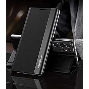 Yidai-Silu Galaxy S22 Ultra klaphoes 【Magneetsluiting, Galvanotechniek, standfunctie】Flip Case beschermhoes magnetische hoes mobiele telefoon cover voor Samsung Galaxy S22 Ultra 6,8 inch – zwart