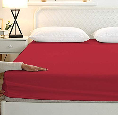 Image of Sweet Dream's 750 Collection Egyptian Cotton Fitted Bedsheet 4 to 12 Inch Matress 15 inch Drop California King Size Bed (72x84) Inches (6 by 7) Feet + 2 Pillow Covers (18x28), Burgundy