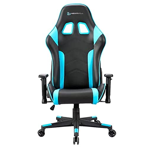 Newskill Kitsune - Silla gaming profesional (Inclinación y altura regulable, reposabrazos 2D ajustables, base en nylon, reclinable 180º), Color Azul