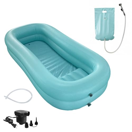 Medical Inflatable Bathtub for Elderly & Disabled, Portable Bedside Bath Tub with Electric Air Pump, Full-Body Wash Basin for Bedridden Patients, Easy-Clean Inflatable Shower Bath for Home Care
