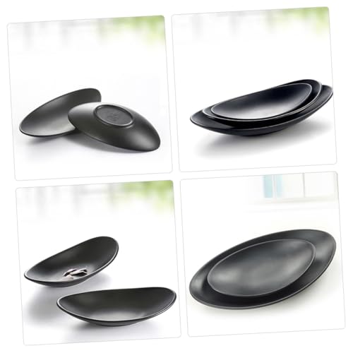 Plato de melamina negro set 2 pzas para sushi y postre miniatura 5