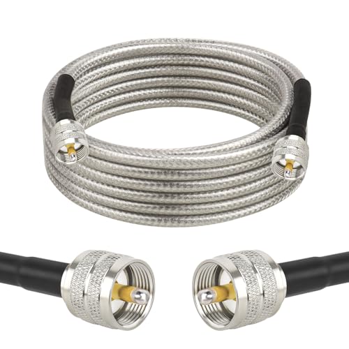 MOOKEERF Cb Coax Cable - 10FT RG58 UHF PL259 Coaxial Cable Male to Male Cb Antenna Cable 50 Ohm for HAM Radio Antenna Analyzer Dummy Load SWR Meter (Transparent)