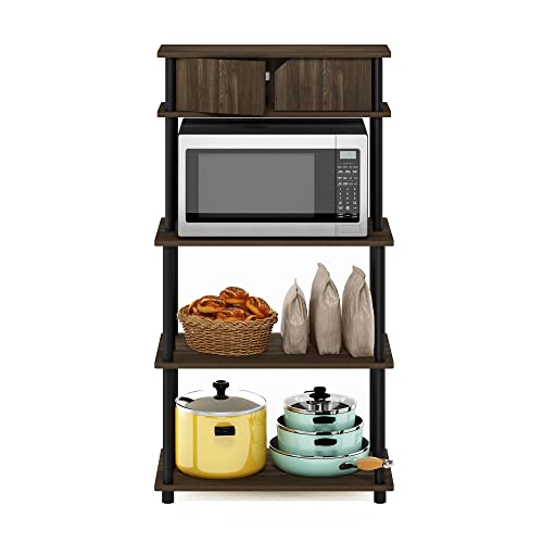 Furinno Turn-N-Tube Kitchen Storage Shelf with Top Cabinet for Kitchen, Dining Room and Home Office, Columbia Walnut/Black - image 4
