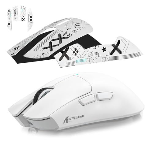 Image of ATTACK SHARK Mouse Anti-Slip Grip Tape for Superlight Wireless Gaming Mice,Universal Fit, Sweat-Resistant, Elastic Side Grips, Effortless Application, Ultra-Thin Design (0.5mm /0.02in)- White