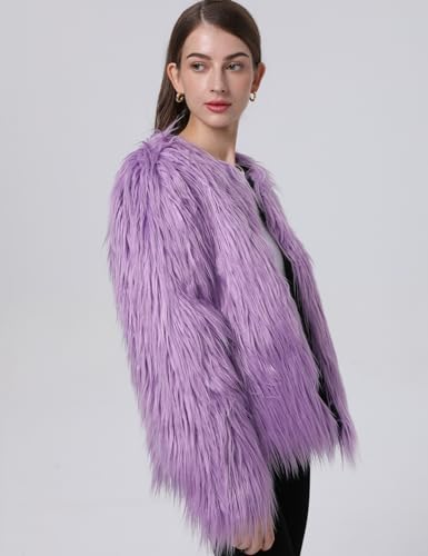 Gihuo Women' s Faux Fur Coat Open Front Furry Coats Long Sleeve Parka Shaggy Jacket 2025 Winter Cardigan Outerwear4
