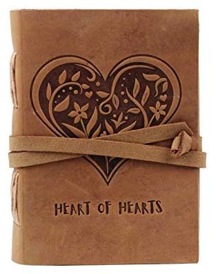 CAVALO - Be Unique Leather Diary - Antique Handmade Leather Heart of Hearts Bound Notepad for Men and Women Plain Paper Travel Diary and Notebooks to Write 7 x 5 Inch (Camel Brown)