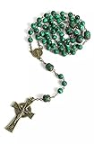 Echter Stein Traditionelle handgefertigte katholische Rosenkranz keltisches Kreuz grüne Malachit-Perlen