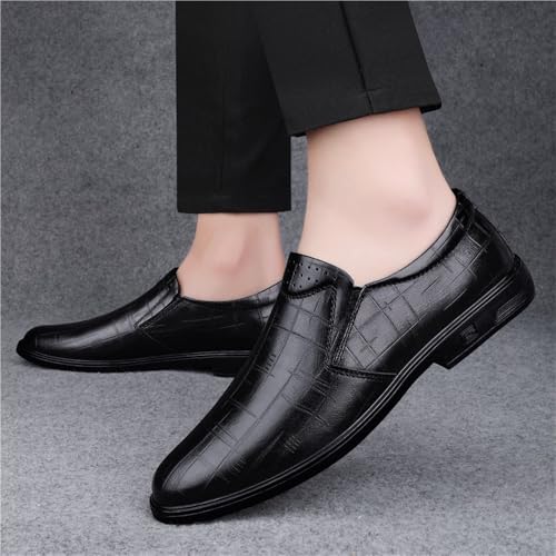 Men Vegan Leather Oxford Dress Shoes Slip On Round Toe Apron Toe Block Heel Rubber Sole Non Slip Party Comfortable2