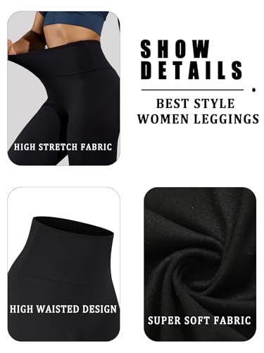 2 Pack Leggings for Women, Buttery Soft High Waisted Tummy Control No See Through Yoga Pants Workout Running Leggings4