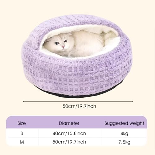 Grotte pour chat chaud et lavable : lit fermé apaisant pour chaton M - 5