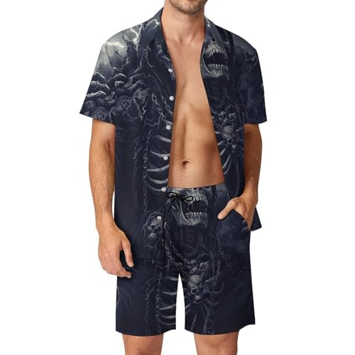 Motif faucheuse avec tête de mort sur costume de plage court homme