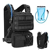 Blue Quartz 3-in-1 Running Vest with 2L Water Bladder, Lightweight Tactical Molle Hydration Backpack with Detachable Waist Pack, Reflective Chest Pack for Hiking Running Cycling Race for Women Men
