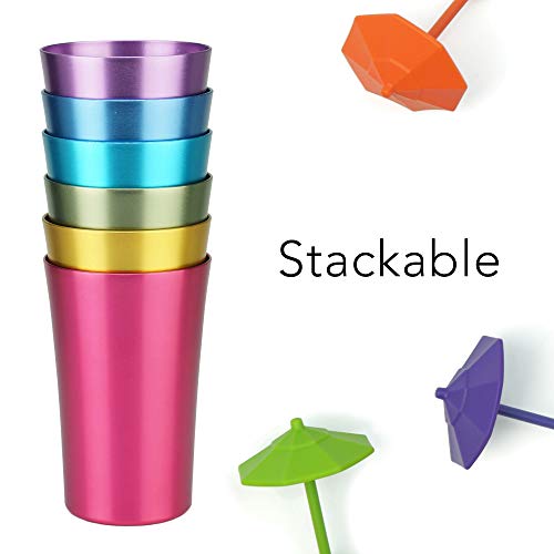 Aluminum Water Tumblers, Set Of 6, Different Color, For Children And Adults, Travelling Tumblers, Party Tumblers, Stackable 10Oz (Small) #TOP2