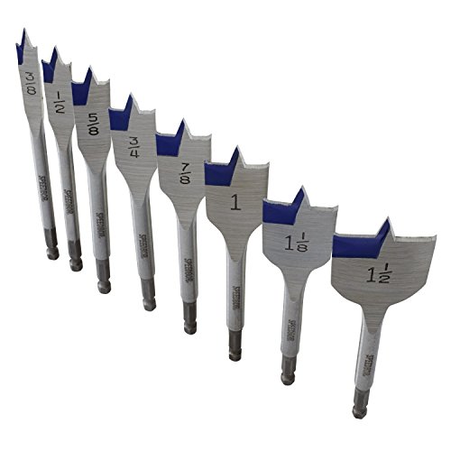 Irwin Tools Speedbor Blue Groove Pro Spade Bit Set With Case, 8-Piece (341008) #TOP1
