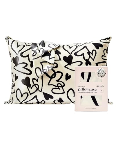 Kitsch 64440 Satin Pillowcase With Zipper For Hair & Skin, Softer Than Silk Pillow Cases Queen, Smooth Pillow Covers, Machine Washable, Wrinkle-Free, Cooling Satin Pillow Cases Standard Size 19 Inchx26 Inch cover