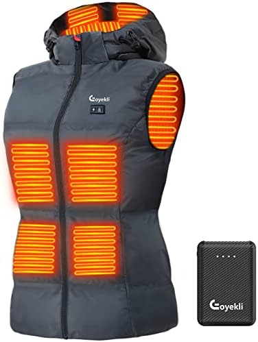 Eoyekli Women's Heated Vest 7.4V Battery - Detachable Heated Hood and 10000mAh Battery Pack, Heated Vest Women