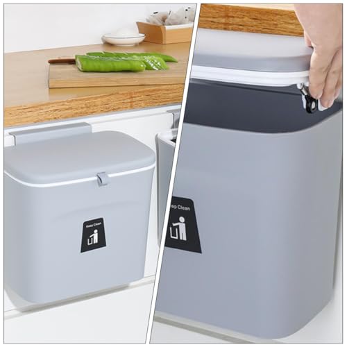 Caneca de basura colgante pequeña con tapa gris oscuro miniatura 6
