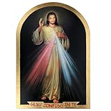 Holyart Divine Mercy ogival Gold foil Print on Wood 99x69cm