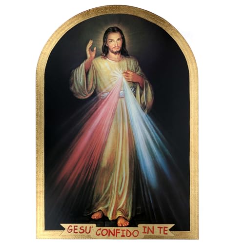 Holyart Divine Mercy ogival Gold foil Print on Wood 99x69cm