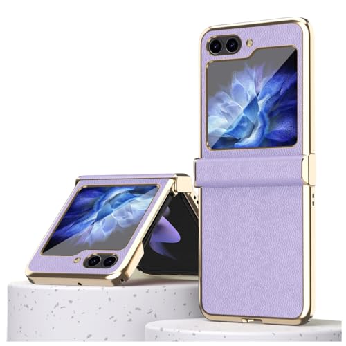 Coque en cuir Galaxy Z Flip 4 avec finition galvanisée raffinée et charnière robuste