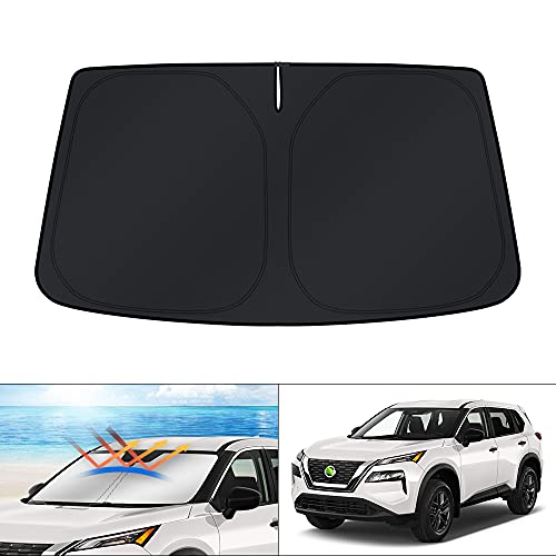 Image of KUST Windshield Sun Shade for 2021-2025 2026 Nissan Rogue 3rd Gen. Accessories (Not for Rogue Sport) Custom Fit Window Shade Cover Sun Visor Sunshield Foldable Protector Blocks UV Rays Keep Car Cooler