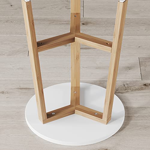 Nathan James Amalia Solid Wood Legs Accent End Or Side Table, White/Bamboo #TOP4