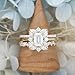 SilverDia 3 Ct Emerald Cut Diamond Art Deco Marquise Halo 3 Pcs Stacking Bridal Wedding Ring Set 14K Yellow Gold Plated Engagement Ring Set 925 Sterling Silver Handmade Promise Ring Set Gift For Her