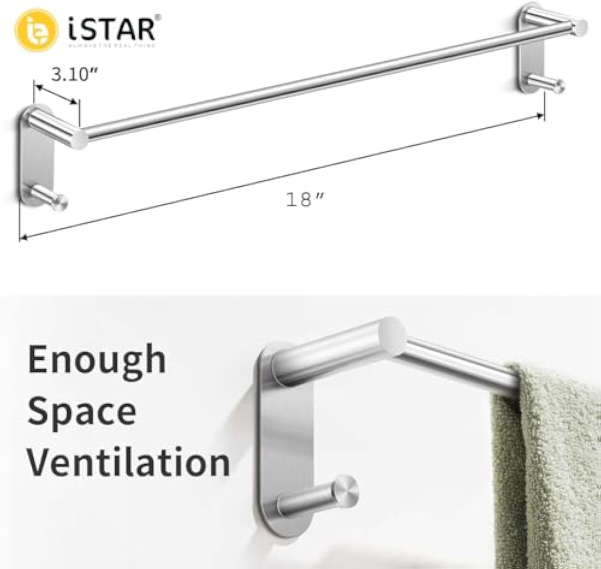 Stainless Steel Self Adhesive Towel Holder for Bathroom