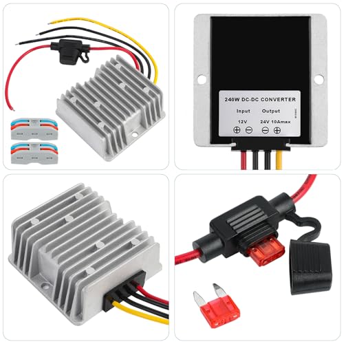 SUPERNIGHT DC 12V Step Up to 24V 10A 240W DC Boost Converter with Fuse Waterproof Voltage Regulator Module Transformer for Golf Cart Club Car LED Strip Light2