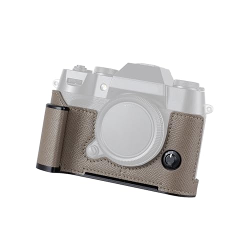 SIUTATDSH カメラハーフケース、富士フイルム Fuji X-T50 XT50 対応、ビンテージメタル本革インスタントカメラ保護ケース スタイリッシュ ポータブル 耐衝撃 (グレー)